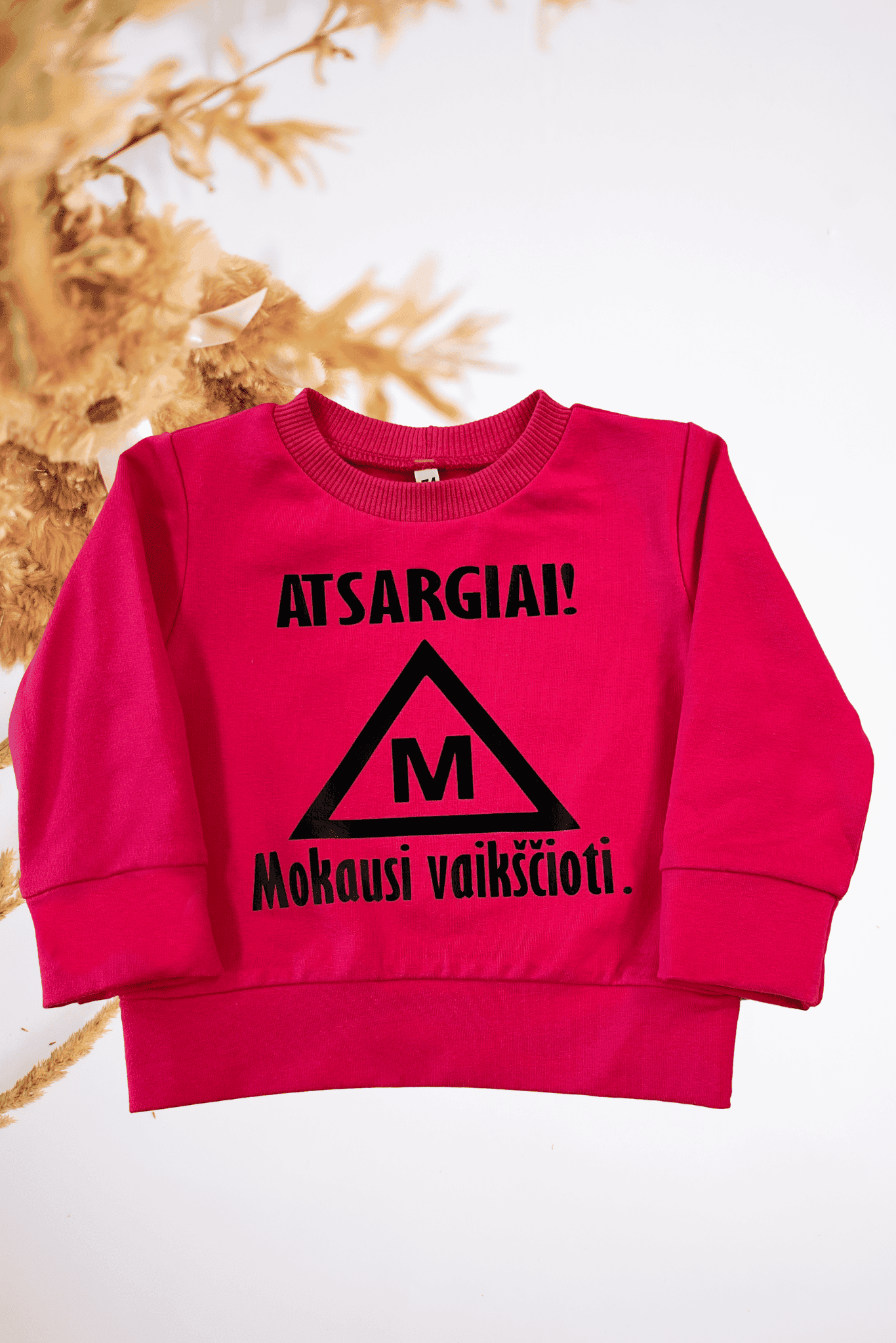Vaikiškas džemperis "ATSARGIAI! MOKAUSI VAIKŠČIOTI" | Daug spalvų - Stiliaus detalė