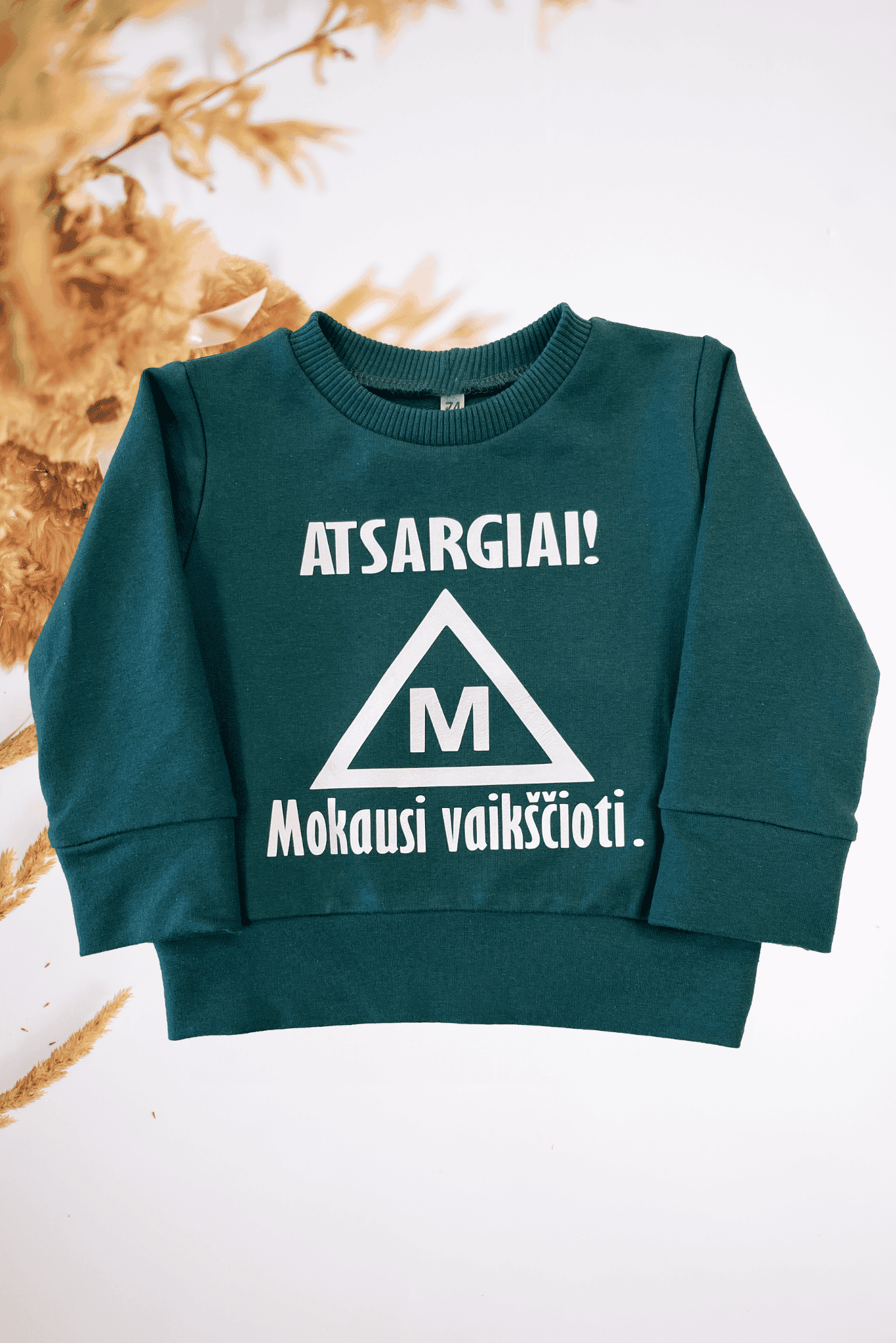 Vaikiškas džemperis "ATSARGIAI! MOKAUSI VAIKŠČIOTI" | Daug spalvų - Stiliaus detalė