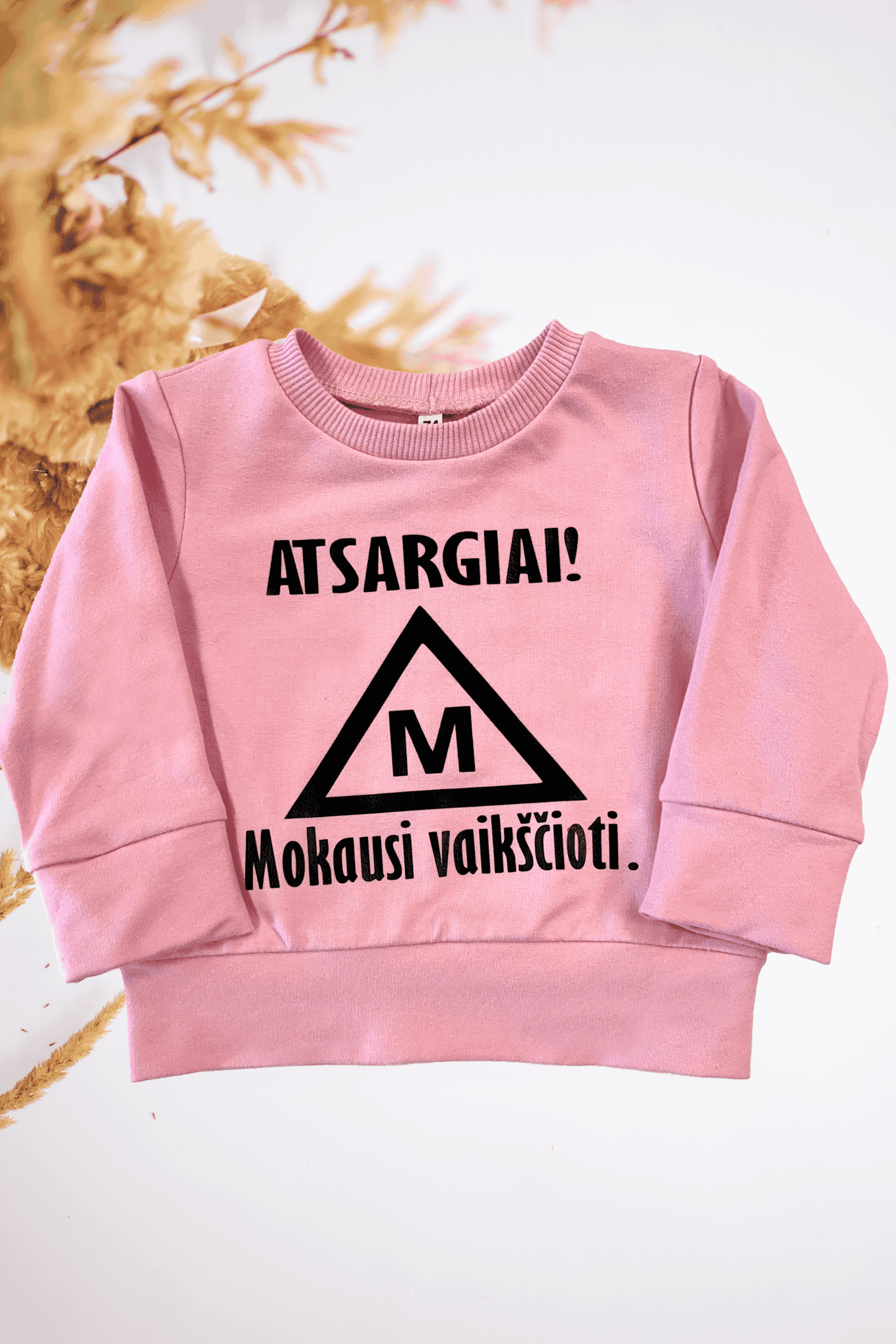 Vaikiškas džemperis "ATSARGIAI! MOKAUSI VAIKŠČIOTI" | Daug spalvų - Stiliaus detalė