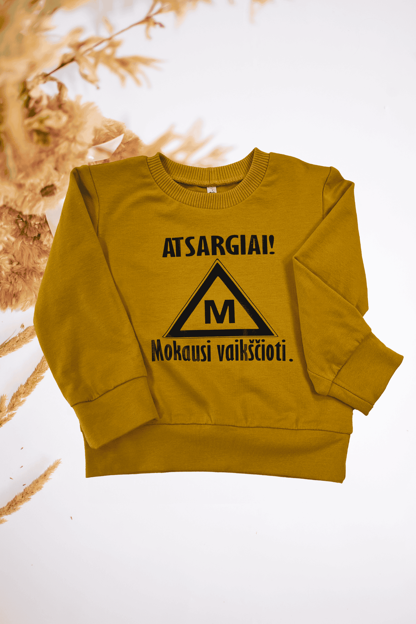 Vaikiškas džemperis "ATSARGIAI! MOKAUSI VAIKŠČIOTI" | Daug spalvų - Stiliaus detalė