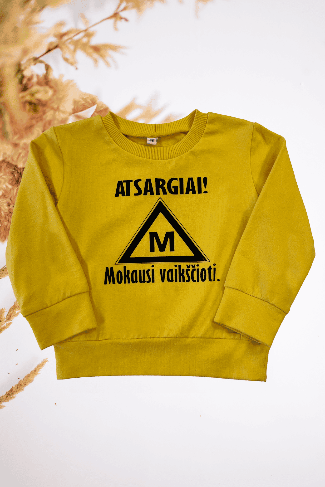 Vaikiškas džemperis "ATSARGIAI! MOKAUSI VAIKŠČIOTI" | Daug spalvų - Stiliaus detalė