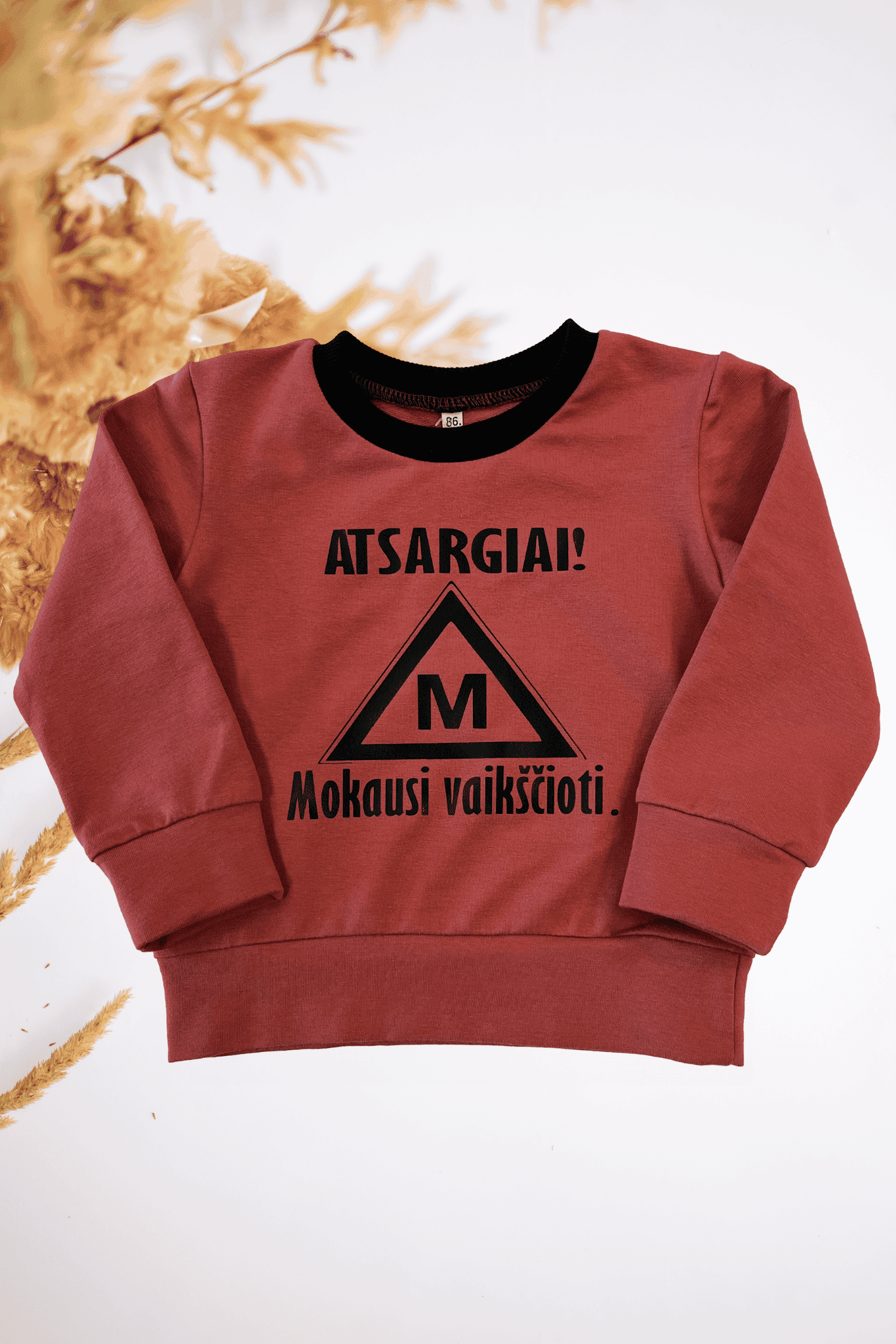 Vaikiškas džemperis "ATSARGIAI! MOKAUSI VAIKŠČIOTI" | Daug spalvų - Stiliaus detalė