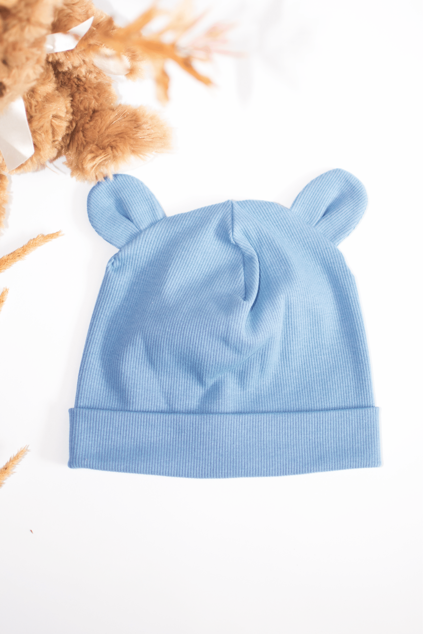 Denim spalvos RIB kepurės ir šaliko/movos meškiuko komplektai vaikams - Stiliaus detalė