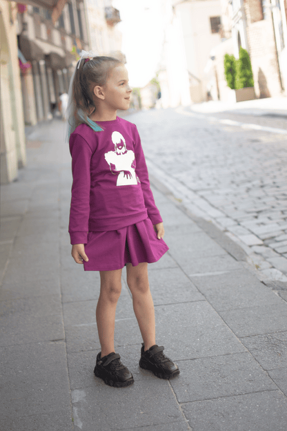Vaikiškas komplektas Džemperis + Sijonas “Trečiadienė” - Stiliaus detalė