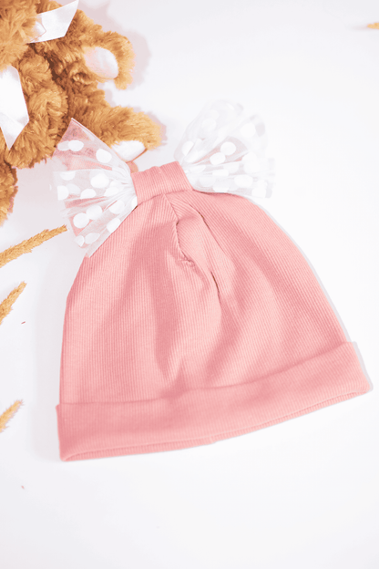 Rožinės spalvos RIB kepurės ir šaliko/movos komplektai vaikams - Stiliaus detalė