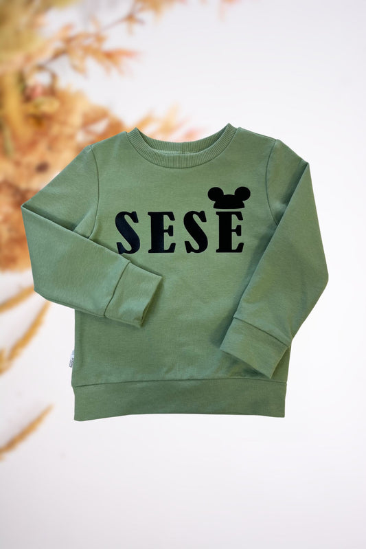 Chaki spalvos vaikiškas džemperis “SESĖ”