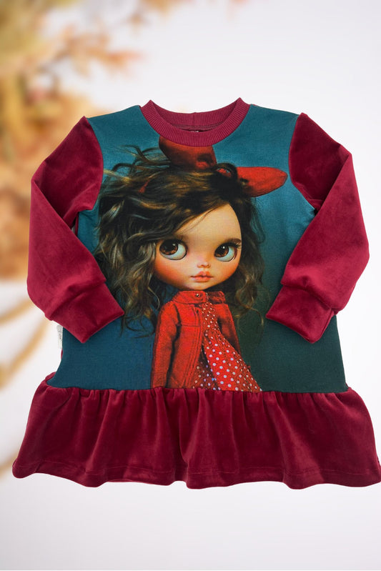 Soft veliūro vaikiška suknelė "Kaprizingoji" | 92 dydis