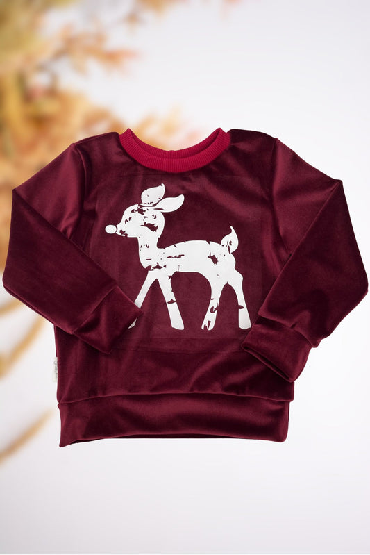 Vaikiškas veliūrinis džemperis “Rudolfas kelyje”