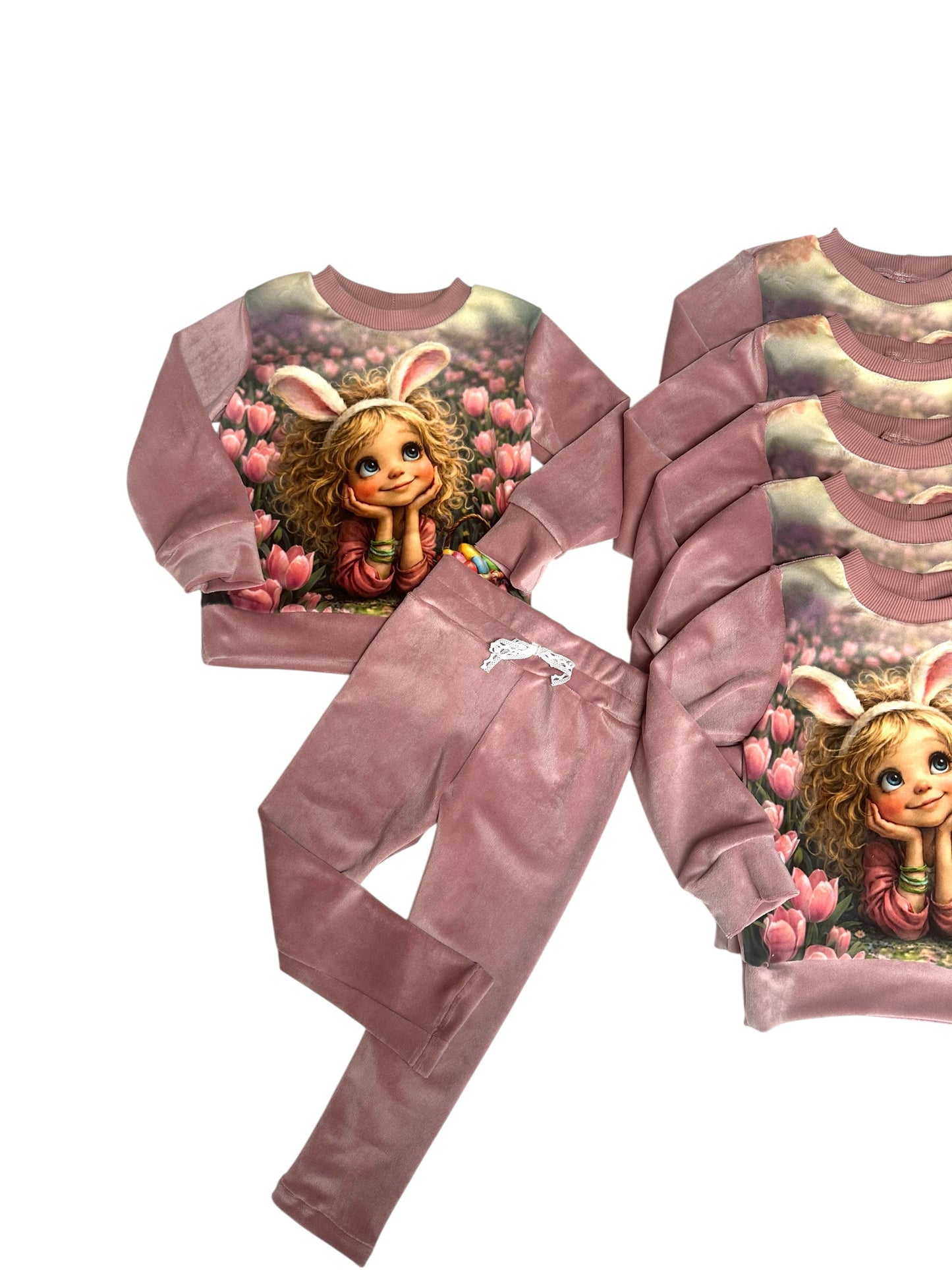 Soft veliūro komplektas mergaitei „Velykų svajonė“