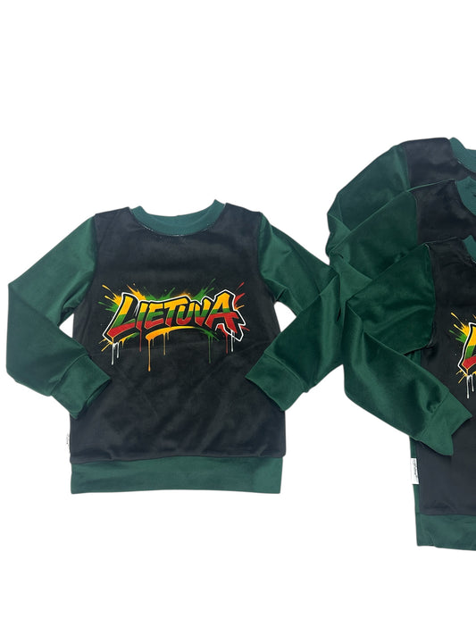 Vaikiškas soft veliūro džemperis „LIETUVA“ su trispalve