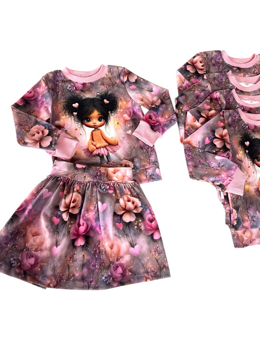 Soft veliūro komplektas mergaitei „Rožinė pasaka“