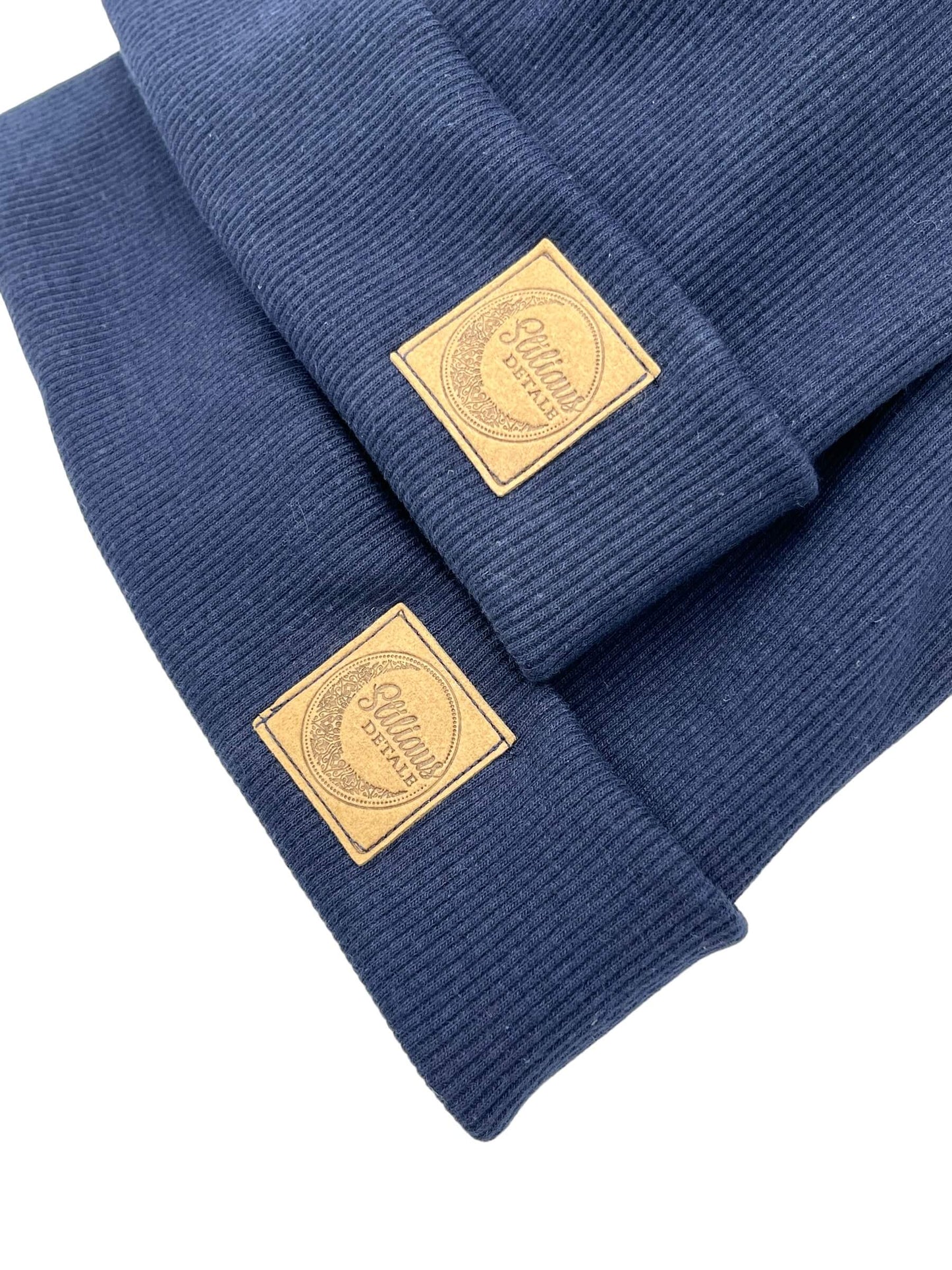 Rašalo mėlynos spalvos RIB trikotažo kepurės ir šaliko/movos komplektai vaikams
