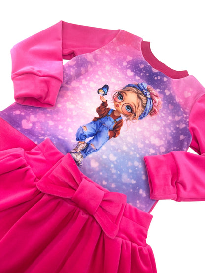 Mergaitiškas soft veliūro kostiumėlis "Pavasario džiaugsmas"