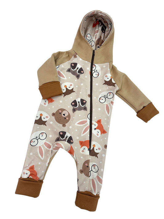 Vaikiškas romperis "Pasteliniai žvėreliai"| Ribotas kiekis | 74 dydis - Stiliaus detalė