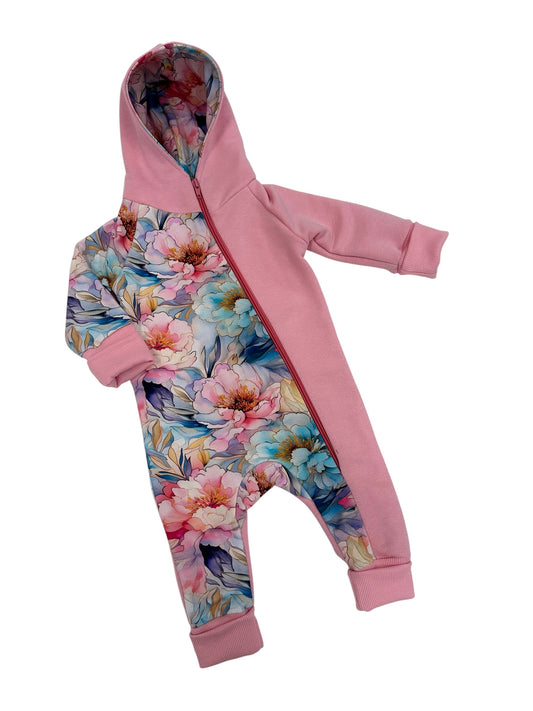 Vaikiškas romperis "Pavasario gėlės"| Ribotas kiekis | 74 dydis - Stiliaus detalė